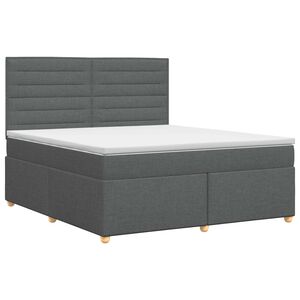vidaXL Box Spring Bed with Mattress Dark Grey Double Fabric