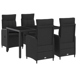 vidaXL Outdoor Dining Set 5 pcs Black 150 x 90 x 75 cm Poly Rattan