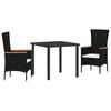 vidaXL Garden Dining Set 3 pcs Black Powder-Coated Steel