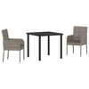 vidaXL Garden Dining Set with Cushion 3 pcs Grey Poly Rattan
