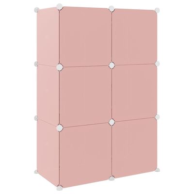 vidaXL Cube Storage Cabinet for Kids with 6 Cubes Pink PP