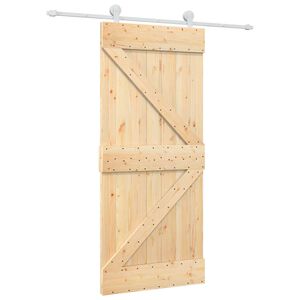 vidaXL Sliding Door 90 x 210 cm Solid Pine Wood Natural and White