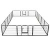 vidaXL Dog Playpen | Black | Powder-coated steel | 16 panels, each 80 x 60 cm