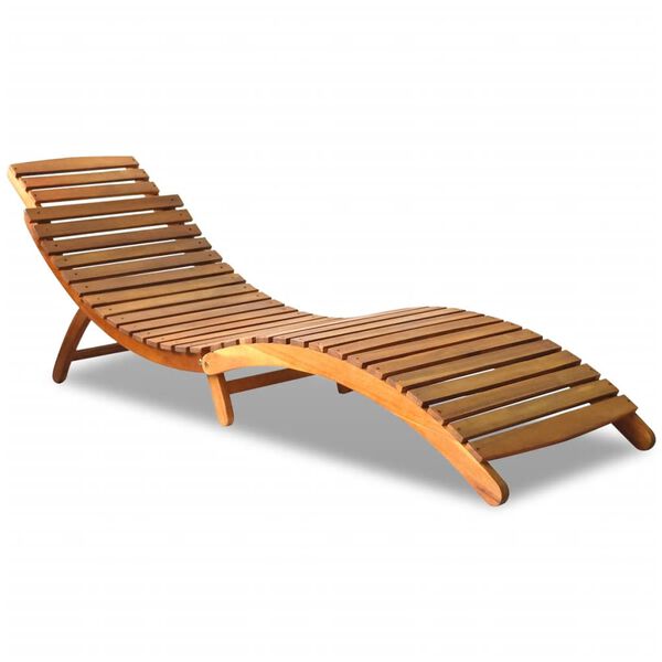 vidaXL Folding Sun Lounger Solid Acacia Wood