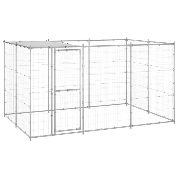 vidaXL Outdoor Dog Kennel Galvanised Steel with Roof 7.26 m²