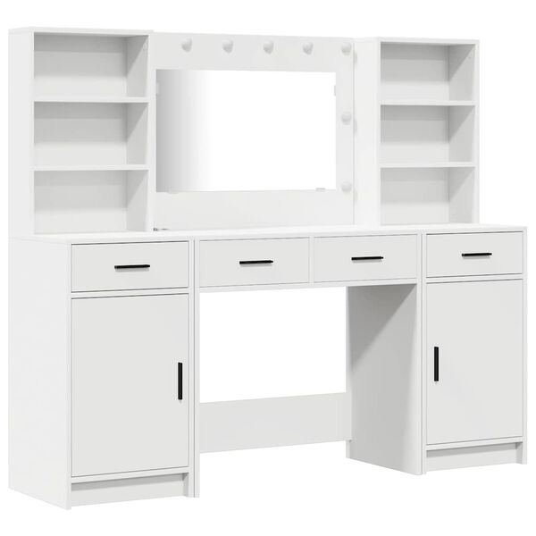 vidaXL Dressing Table Set with Drawer 3 pcs White Engineered Wood