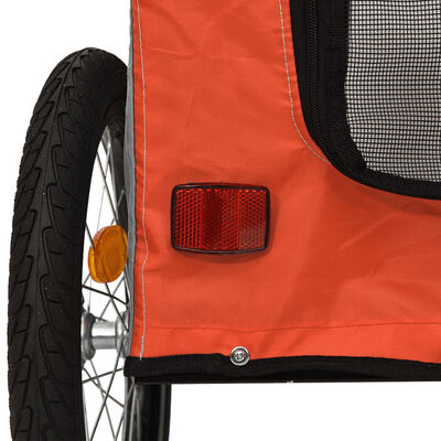 vidaXL Pet Bike Trailer Orange and Grey Oxford Fabric and Iron