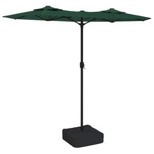 vidaXL Double-Head Garden Parasol with LEDs Green 316x145 cm