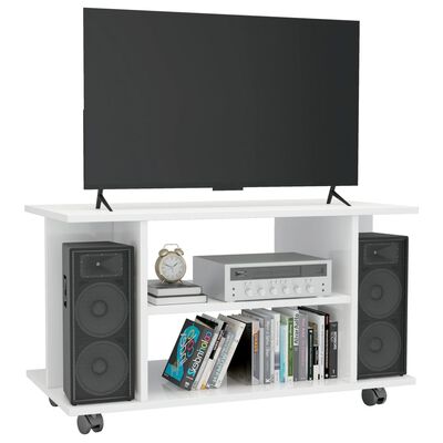 vidaXL TV Cabinet with Castors High Gloss White 80x40x45 cm Engineered Wood