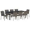 vidaXL Garden Dining Set 9 pcs Grey Poly Rattan