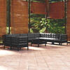 vidaXL 11 Piece Garden Lounge Set with Cushions Black Solid Pinewood