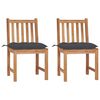 vidaXL Garden Chairs 2 pcs with Cushions Solid Teak Wood