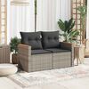 vidaXL Garden Sofa with Cushions 2-Seater Grey Poly Rattan