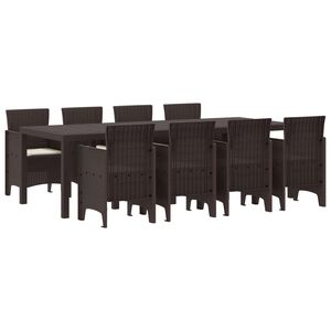 vidaXL Garden Dining Set 9 pcs Brown Polypropylene