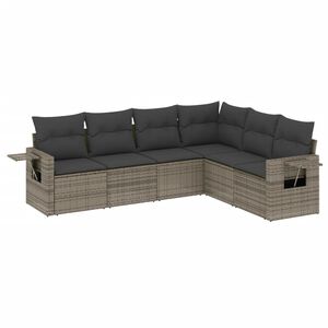 vidaXL 6 Piece Garden Sofa Set with Cushions Grey Poly Rattan