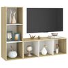 vidaXL TV Cabinets 2 pcs White & Sonoma Oak 107x35x37 cm Engineered Wood
