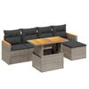 vidaXL 6 Piece Garden Sofa Set with Cushions Grey Poly Rattan