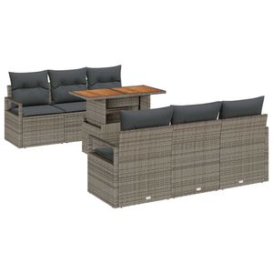 vidaXL Garden Sofa Set with Storage 7 pcs Grey Poly rattan