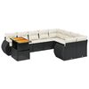 vidaXL 10 Piece Garden Sofa Set with Cushions Black Poly Rattan