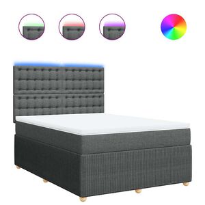 vidaXL Box Spring Bed with Mattress Dark Grey Double Fabric