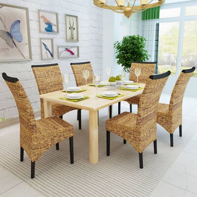 vidaXL Dining Chairs 6 pcs Abaca and Solid Mango Wood