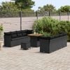 vidaXL Garden Sofa Set Height-Adjustable 11 pcs Black Poly Rattan