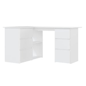 vidaXL Corner Desk White 145x100x76 cm Engineered Wood