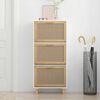 vidaXL Shoe Cabinet White 52x25x115 cm Engineered Wood&Natural Rattan