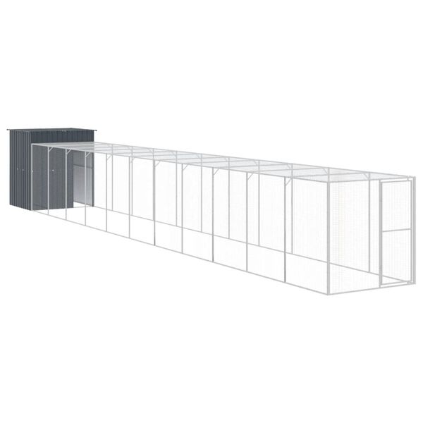 vidaXL Chicken Cage with Run Anthracite 165x1271x181 cm Galvanised Steel