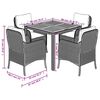 vidaXL 5 Piece Garden Dining Set with Cushions Black Poly Rattan