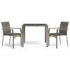 vidaXL 3 Piece Garden Dining Set with Cushions Grey Poly Rattan