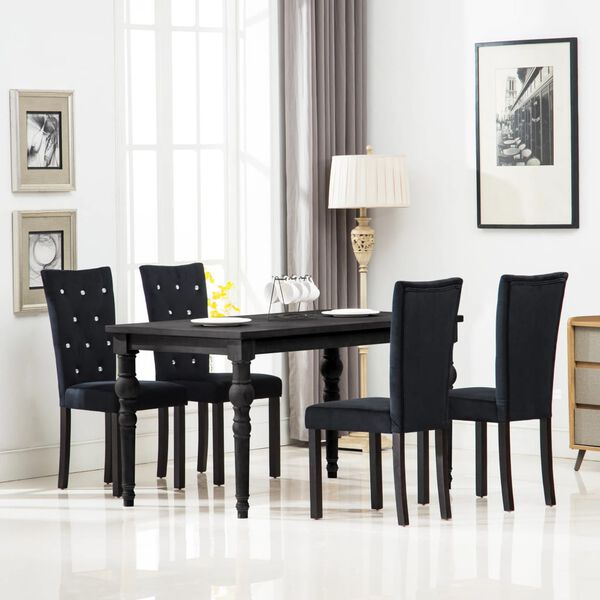 vidaXL Dining Chairs 4 pcs Black Velvet
