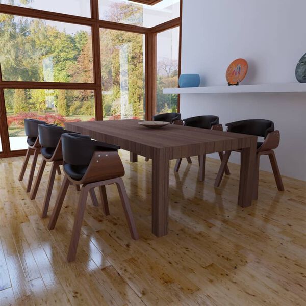 Modern Artificial Leather Wood Dining Chair 6 pcs