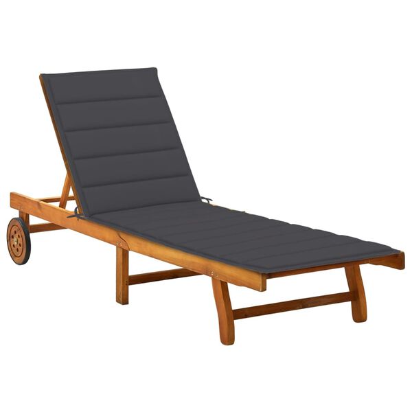 vidaXL Garden Sun Lounger with Cushion Solid Acacia Wood