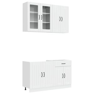 vidaXL Kitchen Unit LUCCA 4 pcs High Gloss White Engineered Wood
