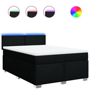 vidaXL Box Spring Bed with Mattress Black Double Fabric
