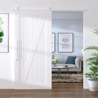 vidaXL Sliding Door Hardware Kit 183 cm Steel White | vidaXL.com.au