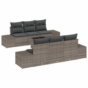 vidaXL Garden Sofa Set with Cushion 8 pcs Grey Poly Rattan