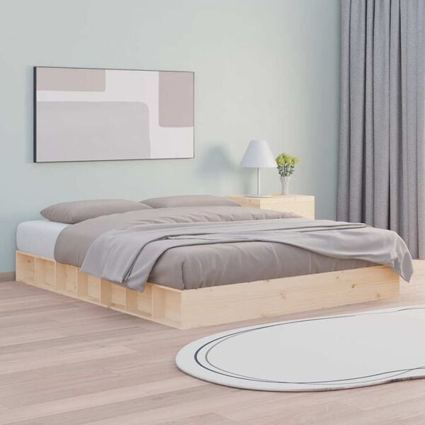 vidaXL Bed Frame without Mattress 150x200 cm King Size King Size Solid Wood