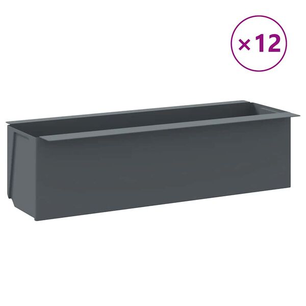 vidaXL Flower Boxes for Euro Pallets 12 pcs Grey 36x13.5x9.5 cm PP