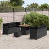 vidaXL Garden Sofa Set with Cushion 9 pcs Black Poly Rattan