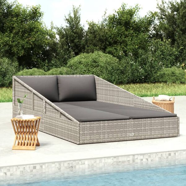vidaXL Garden Bed Grey 110x200 cm Poly Rattan