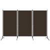 vidaXL 3-Panel Room Divider Brown 260x180 cm Fabric