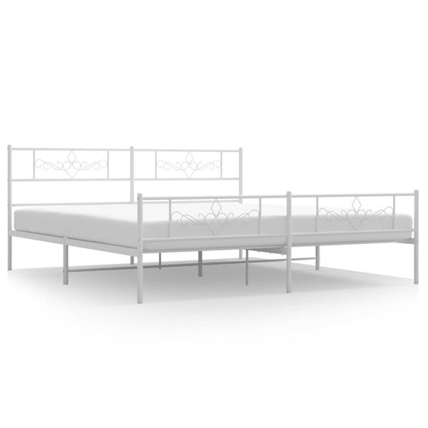 vidaXL Metal Bed Frame without Mattress with Footboard White 180x200cm