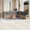 vidaXL 10 Piece Garden Sofa Set with Cushions Beige Poly Rattan