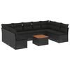vidaXL 10 Piece Garden Sofa Set with Cushions Black Poly Rattan