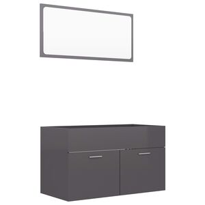 vidaXL 2 Piece Bathroom Furniture Set High Gloss Grey Engineered Wood