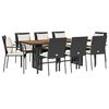 vidaXL 9 Piece Garden Dining Set with Cushions Black Poly Rattan