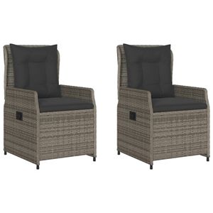 vidaXL Reclining Garden Chairs 2 pcs Grey Poly Rattan