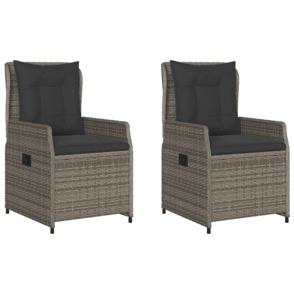 vidaXL Reclining Garden Chairs 2 pcs Grey Poly Rattan